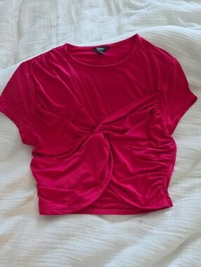 Express Hot Pink Twist-Front Crop Top